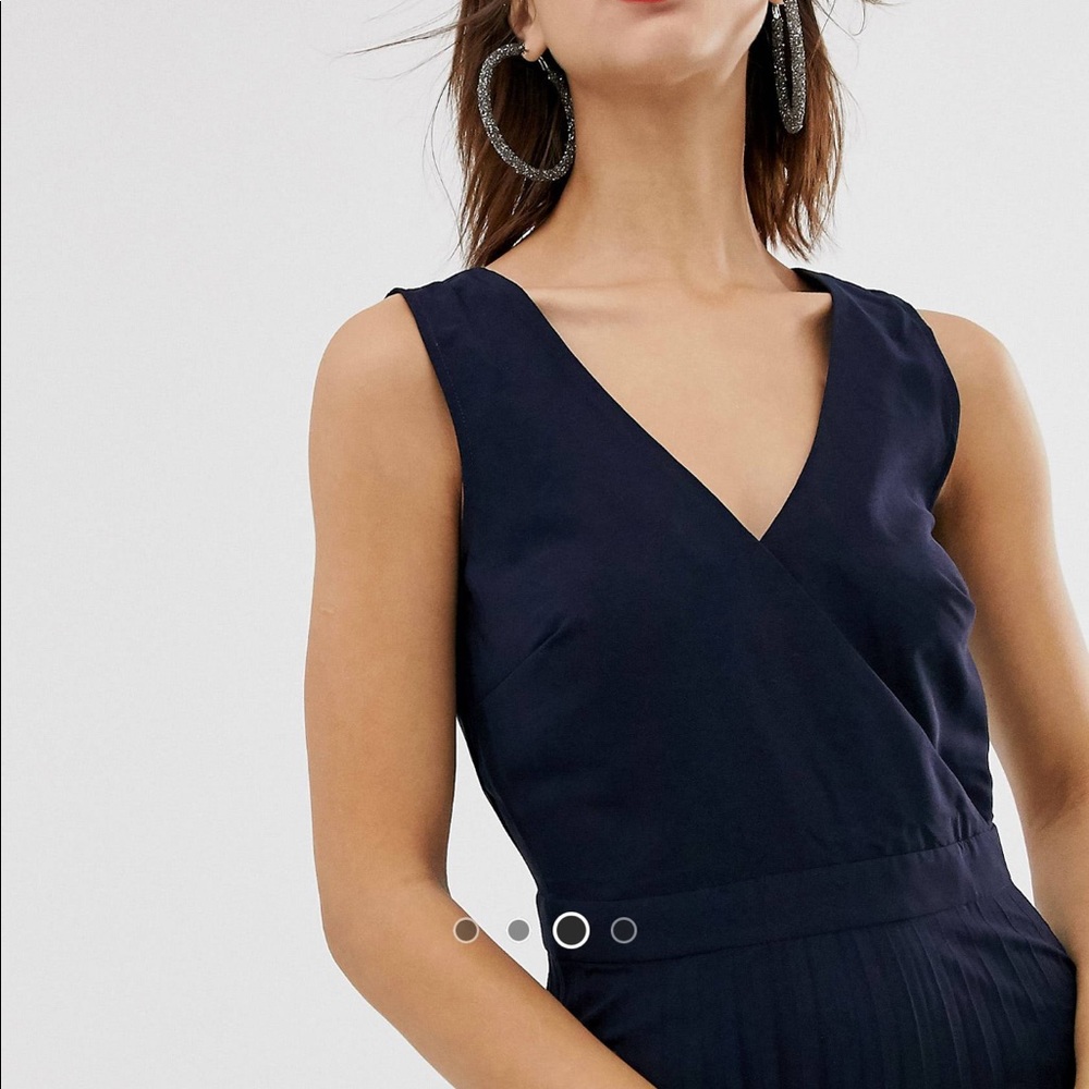 Warehouse Navy Pleat Maxi Dress - Picture 3 of 5